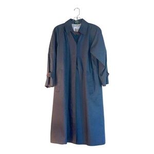 Vintage London Fog by Wamsutta Trench Coat with Floral Lining Blue Grey 10 PET